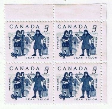 Canada Stamps 5c 1962 Jean Talon Block of 4 MNH Scott 398