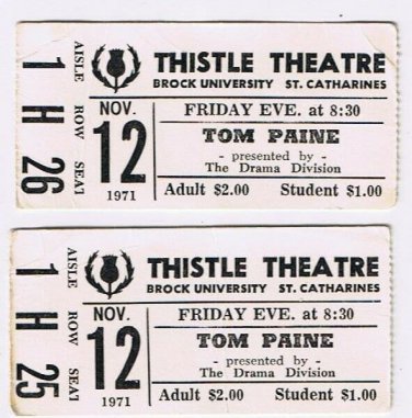 Vintage Theatre Tickets Thistle Theatre Brock University St Catherines Ontario