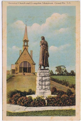 Postcard Memorial Church & Evangeline Monument Grand Pre Nova Scotia