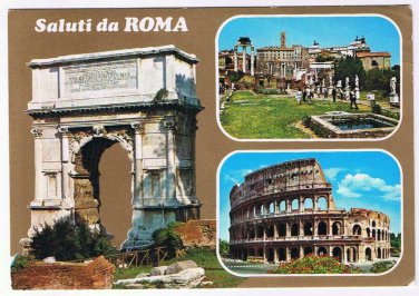 Italy Postcard Greetings From Rome Multi View Roman Ruins
