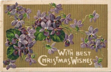 Postcard Embossed With Best Christmas Wishes Violets