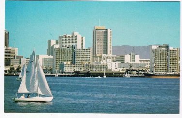 California Postcard San Diego Bay Downtown Boats Sailboats