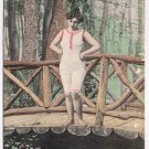 Postcard Bather On Bridge Reflecting In River