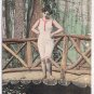 Postcard Bather On Bridge Reflecting In River