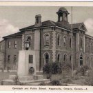 Ontario Postcard Hagersville Cenotaph & Public School PECO