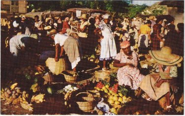 Postcard Market Scene Jamaica