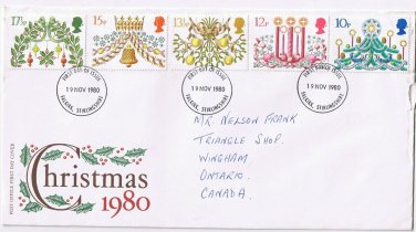 United Kingdom First Day Cover FDC Falkirk Christmas 1980