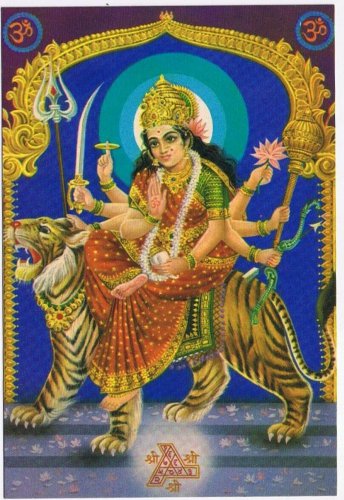 Postcard Godess On Tiger India