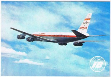 Spain Postcard Iberia Airlines Jet Douglas DC-8 Turbofan