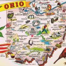 Postcard Ohio Pictoral Map Nickname Buckeye State