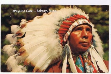 Minnesota Postcard Solway Wayside Cafe North American Native Feather Headdress