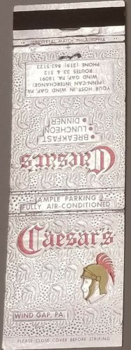 Matchbook Cover Caesars Restaurant Wind Gap Pennsylvania