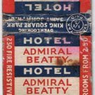 Matchbook Cover Admiral Beatty Hotel Saint John New Brunswick Excise Tax
