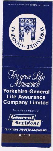 Matchbook Cover Yorkshire General Life Assurance Bryant & May New Zealand