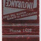 Matchbook Cover Curtin Insurance Agency Waterford Connecticut