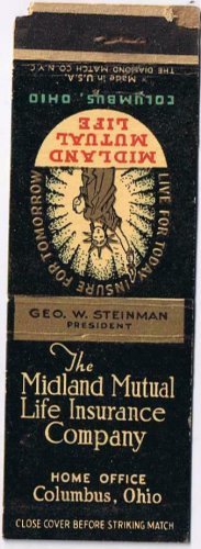 Matchbook Cover Midland Mutual Life Insurance Columbua Ohio