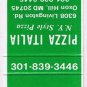Matchbook Cover Pizza Italia Oxon Hill Maryland