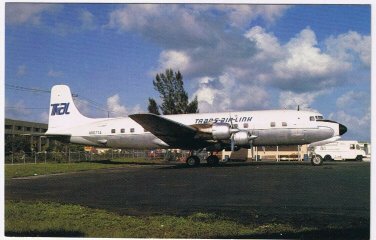 Postcard Airplane MDC Douglas DC-6BF Swingtail Trans Air Link Miami Florida 8/83