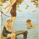 Postcard Ladies At The Bathing Beach Diving Board