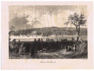 Engraving Reproduction Print W H Bartlett Frederiction New Brunswick 8 1/2 x 11