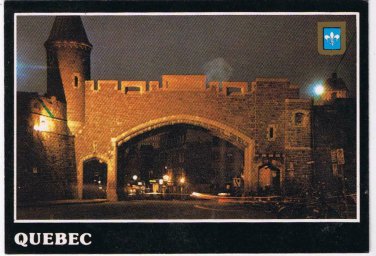 Postcard St Jean's Gate At Night Quebec City Quebec