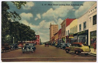Postcard Main Street Looking East Lakeland Florida