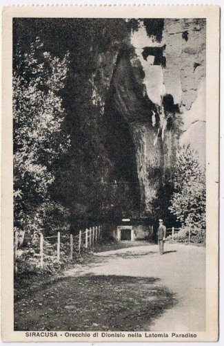 Postcard Siracusa Orecchio di Dionislo nella Latomia Paradiso Ear of Dionysus