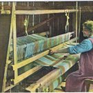Postcard Woman Weaving Yarn Wool Loom Quebec Canada