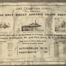 Lake Champlain Ferries Schedule 1926 Steamers Vermont Chateaugay 13 1/2" x 22"