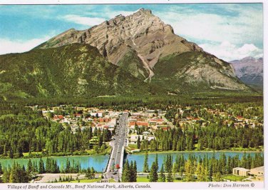 Alberta Postcard Village Of Banff & Cascade Mountain Banff National Park