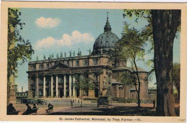 Postcard St James Cathedral Montreal Quebec By Thomas Farmer