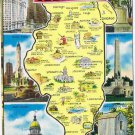 Illinois Postcard Land Of Lincoln Pictoral Map Chicago Buildings