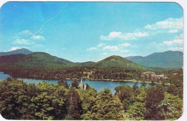 New York Postcard Lake Placid Club & Mirror Lake Adirondocks