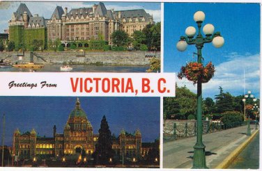 British Columbia BC Postcard Victoris Multi View Empress Hotel Parliament
