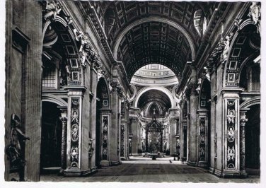 Italy Postcard Rome RPPC St Peter's Church Interior