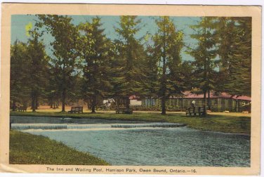 Ontario Postcard Harrison Park Inn & Wading Pool Owen Sound
