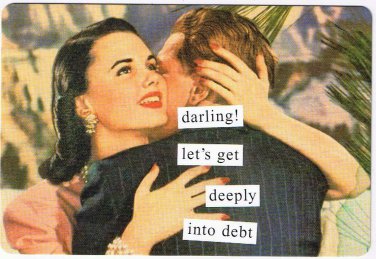 Anne Taintor Comic Postcard Darling Let's Get Deeply Into Debt