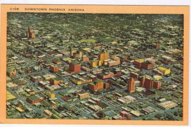Arizona Postcard Phoeniz Downtown Aerial View