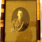Photograph WW1 Handsome Canadian Young Soldier Kings Crown On Maple Leaf