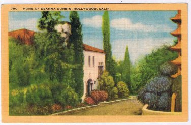 Celebrity Postcard Deanna Durbin Home Hollywood California Longshaw