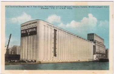 Postcard CNR Pool Elevator Twin Cities Port Arthur & Fort William Ontario PECO