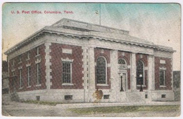 Postcard U S Post Office Columbia Tennessee Woldridge Co
