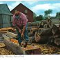Ontario Postcard Morrisburg Upper Canada Village Logs Trough Adzing