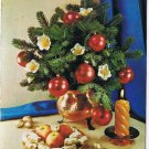 Holiday Postcard Christmas Centerpiece Tree Branch Apples Candy Candle Germany
