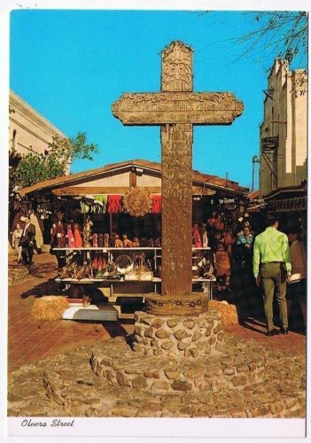California Postcard Los Angeles Historical Cross Olvera Street