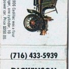 Matchbook Cover Dickenson Insurance Lockport New York Cadillac 1906