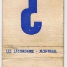 Matchbook Cover ? Cercle Lacordaire & Ste Jeanne d'Arc Montreal Quebec
