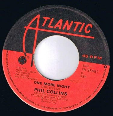 Phil Collins One More Night 45 rpm The Man With The Horn Canadian Pressing