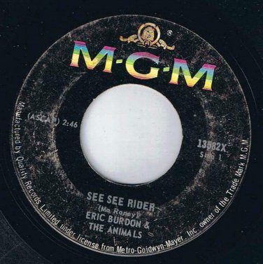 Eric Burden & Animals See See Rider 45 rpm She'll Return It