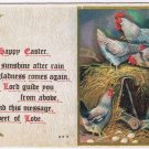 Holiday Postcard Embossed Easter Chickens Eggs Wheelbarrow